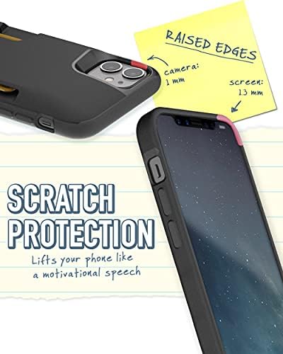 מארז הארנק של אייפון 11 חכם - ארנק סלייר כרך א '. 1 [Slim + Protective] מחזיק כרטיסי אשראי - פרשת עניבה שחורה